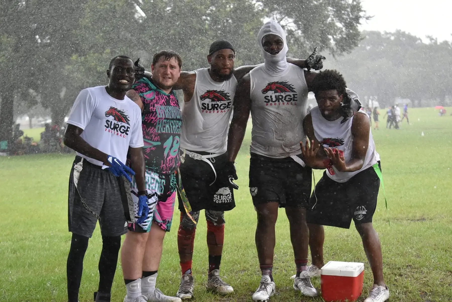 Team wearing custom shirts